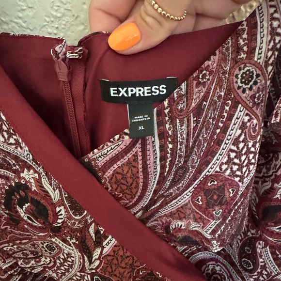 Express Maroon Paisley High-Low Dress - Picture 4 of 6